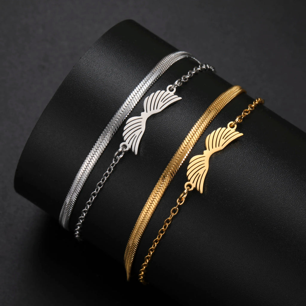 Bracelet pendentif aile d'ange Lucktune pour femme, bracelet à chaîne en acier inoxydable et perles, style Kpop tendance 2025, nouveauté bijou, cadeau de mariage