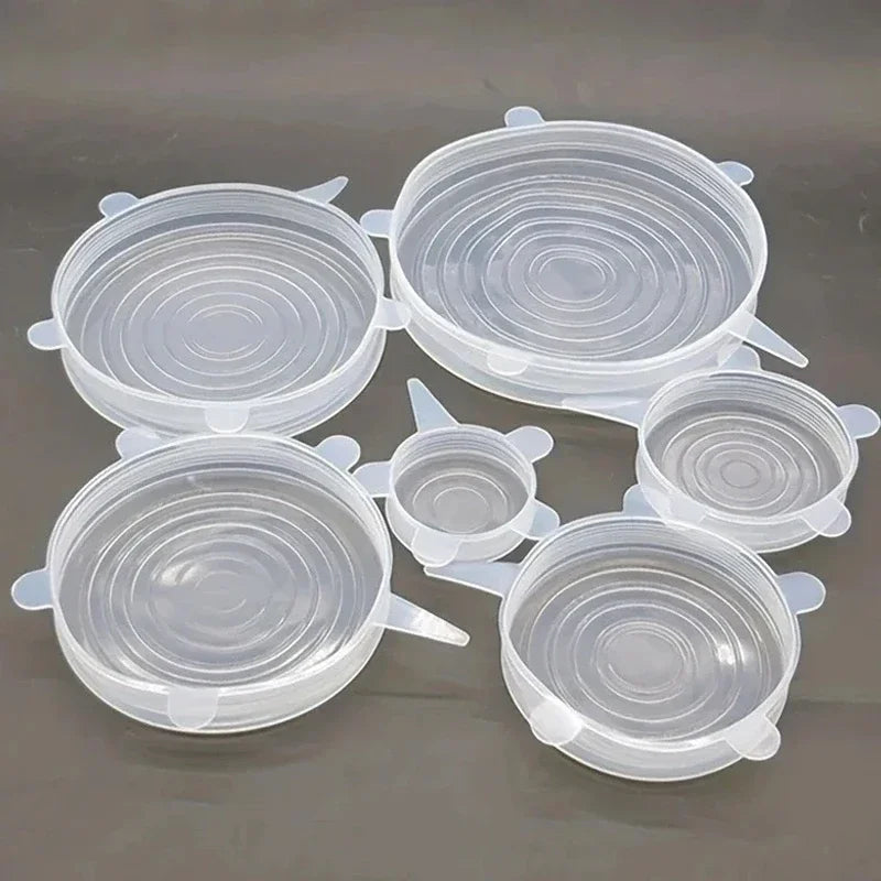 6 pièces/ensemble ustensiles de cuisine en Silicone Transparent conservation de la fraîcheur couvercle de bol universel extensible réfrigérateur four à micro-ondes scellé