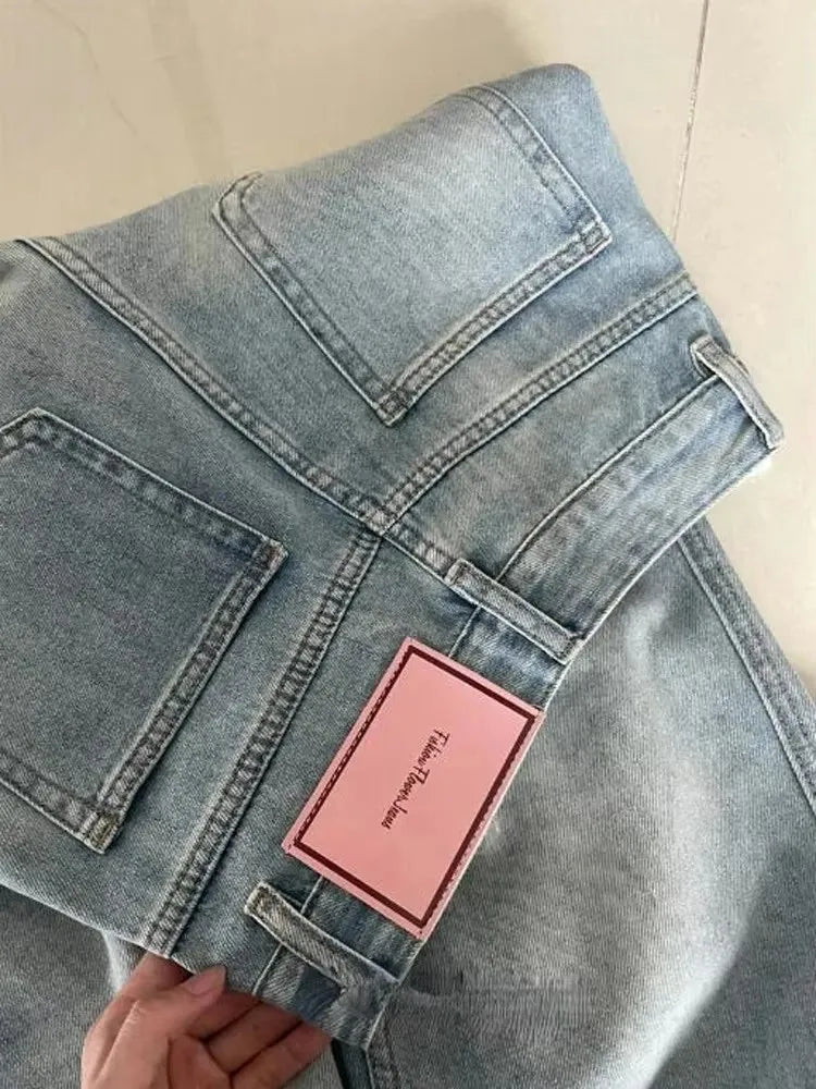 Jean Baggy à jambes larges pour femmes, Vintage Y2K Punk, taille basse, pantalon en Denim ample, Streetwear, mode poubelle Long S