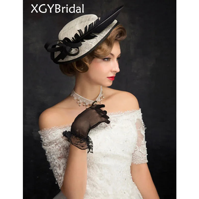 Chapeau de mariée style britannique, voile de mariée, coiffe en plumes, accessoires de coiffure pour banquet et mariage