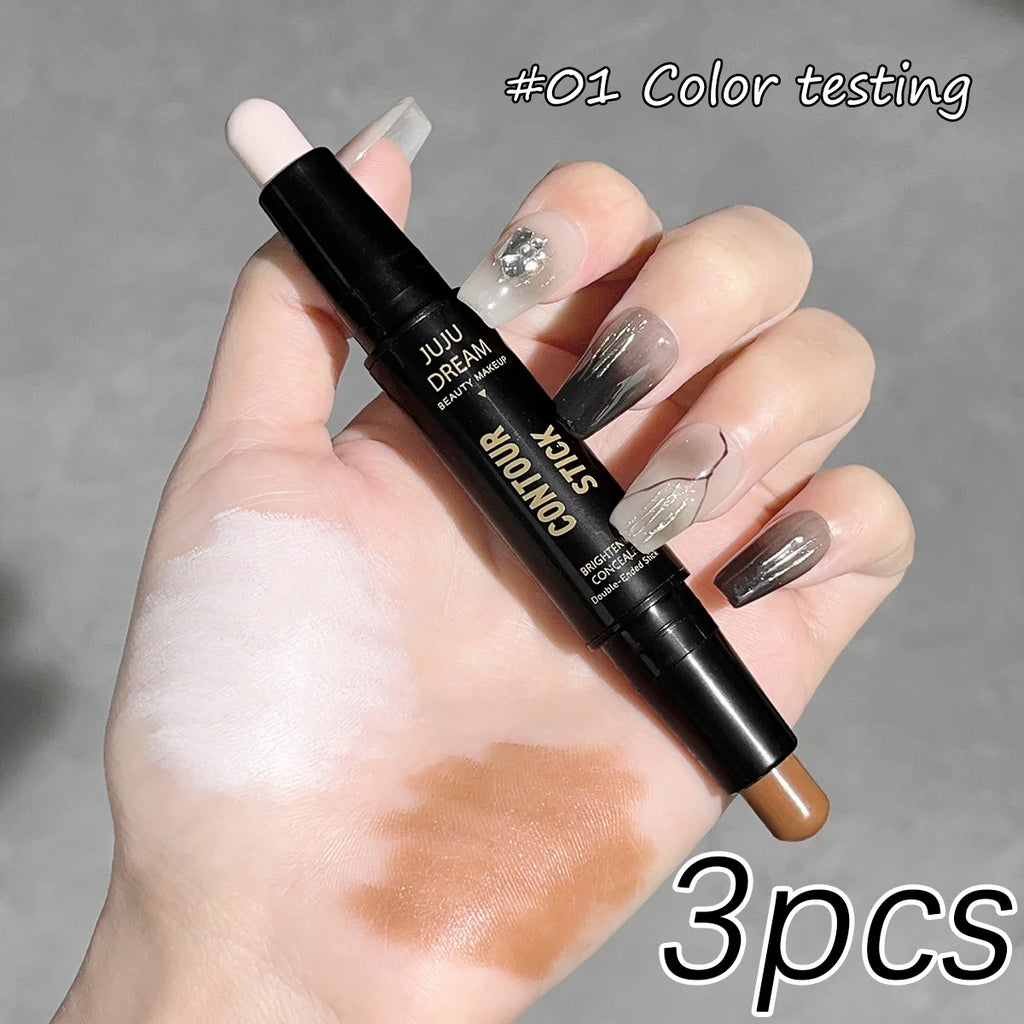 Bâtonnet de précision double embout à double usage pour illuminer et affiner le contour du visage, sculpter le visage et créer un effet liftant