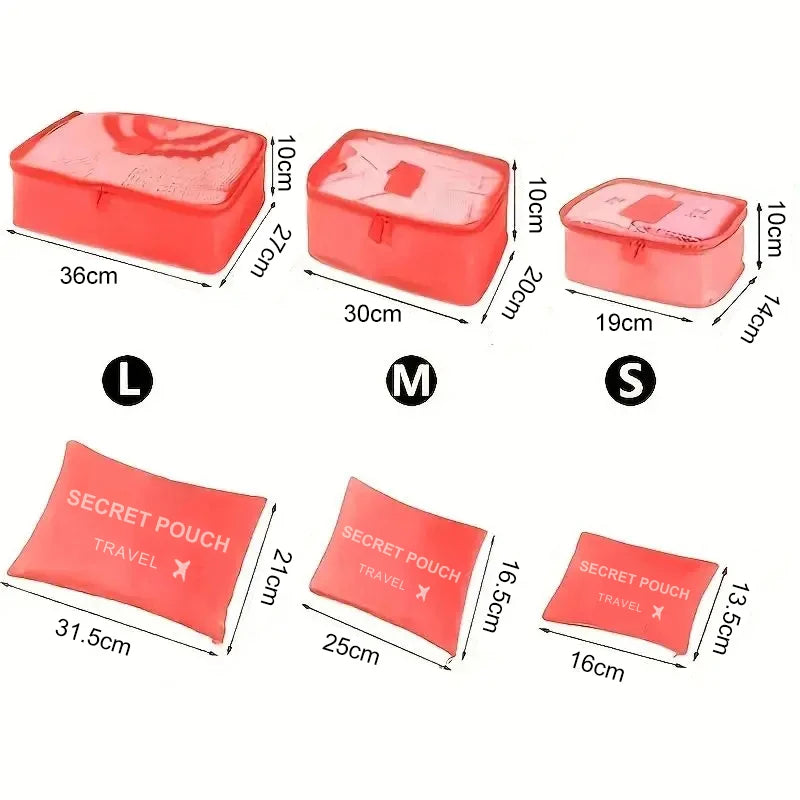 6 pièces/ensemble rose/bleu/gris sac de rangement de voyage grande capacité étanche bagages vêtements sous-vêtements sac de rangement sac avec fermeture éclair