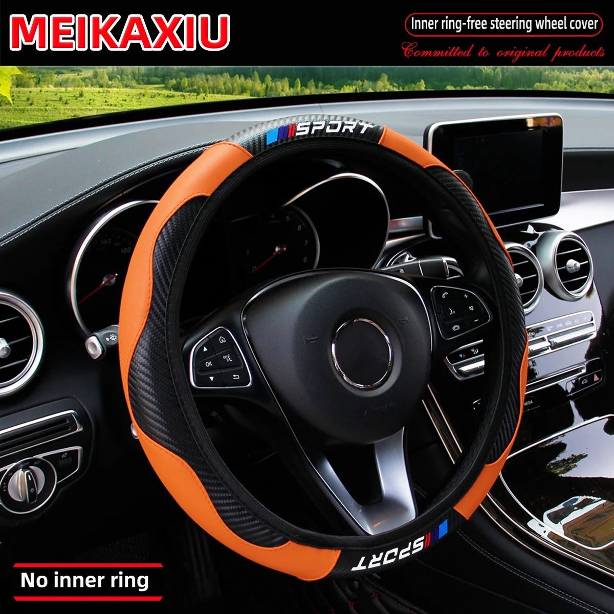 Le couvre-volant toutes saisons SPORT en fibre de carbone (sans bague intérieure) convient aux accessoires intérieurs automobiles de 37 à 38 cm