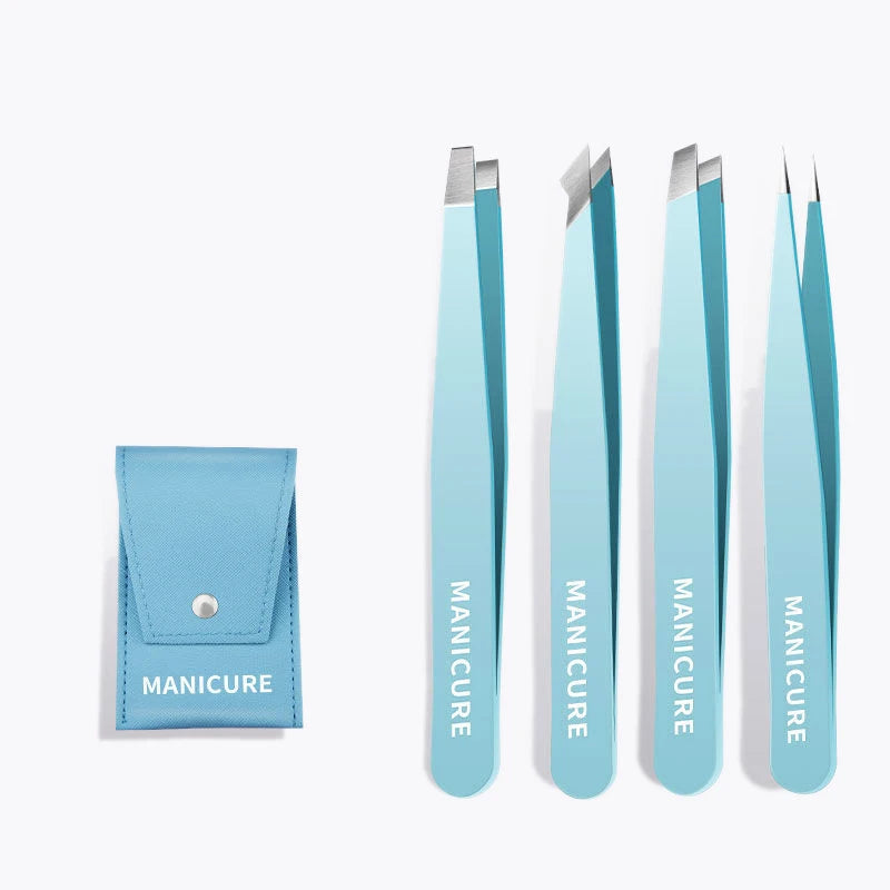 Ensemble de pinces à sourcils Ouriner 4 pièces pinces à sourcils en acier inoxydable ensemble d'outils de beauté professionnels pour la croissance des poils du visage vers l'intérieur