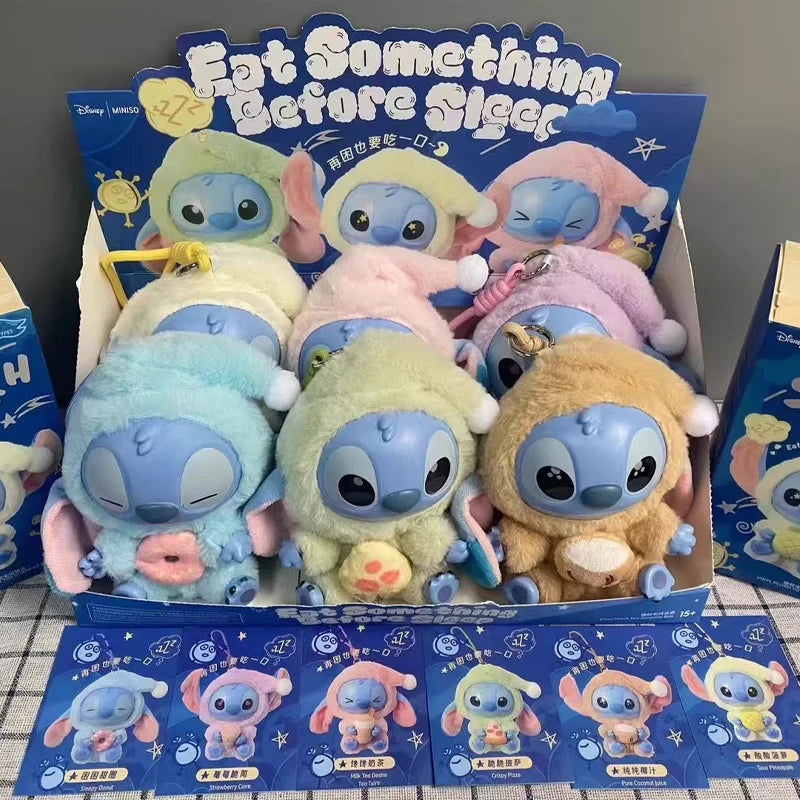 Véritable Disney Lilo Stitch manger quelque chose avant de dormir boîte aveugle à la mode vinyle peluche poupée sac à dos pendentif recueillir des cadeaux Surprise
