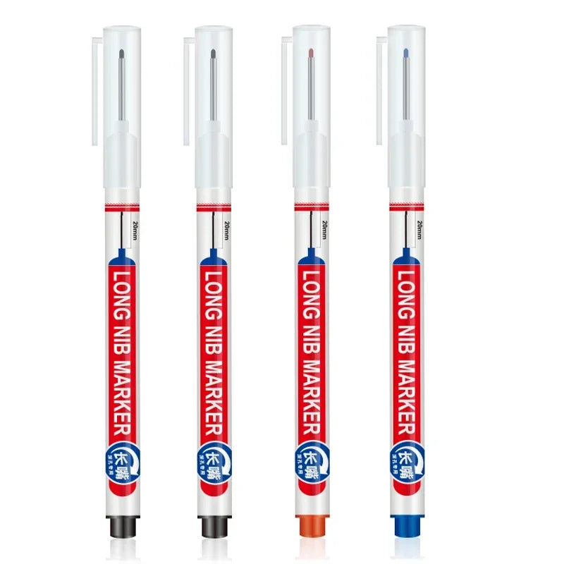 Marqueurs à tête de pointe longue pour stylo perforateur en métal, étanche, salle de bains, décoration du bois, multi-usages, 4 pièces/ensemble 20mm