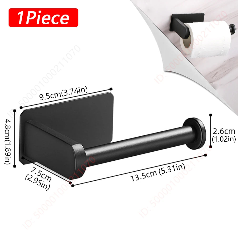 Stainless steel paper roll holder, wall-mounted without drilling, for kitchen, bathroom, wall, and paper towel storage rack.