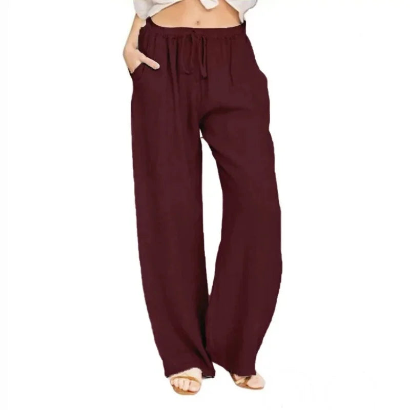 2025 printemps coton lin femmes pantalon noir poches ample surdimensionné Baggy pantalon femme été décontracté mode bureau dame bas