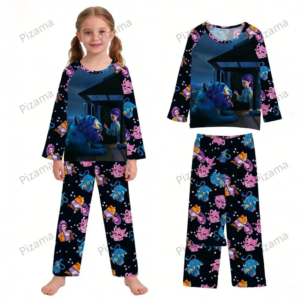 Pyjama K-Pop Chasseurs de Démons, ensemble 2 pièces pour enfants, manches longues et pantalon, collection automne. Convient aux garçons, filles, bébés et adolescents