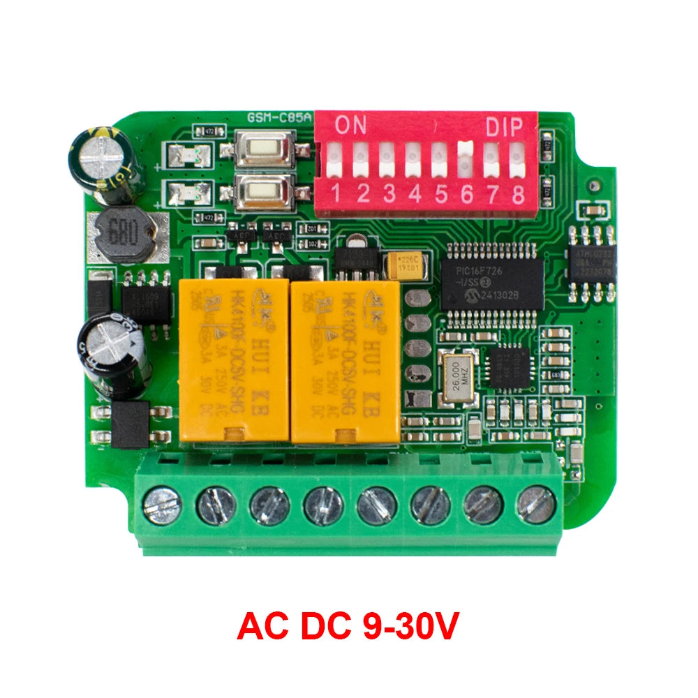 Contrôleur récepteur de porte de garage AC/DC 9V-30V 12V 24V 85-250V 2CH 300MHz à 868MHz 433MHz Module relais de commande à distance de portail