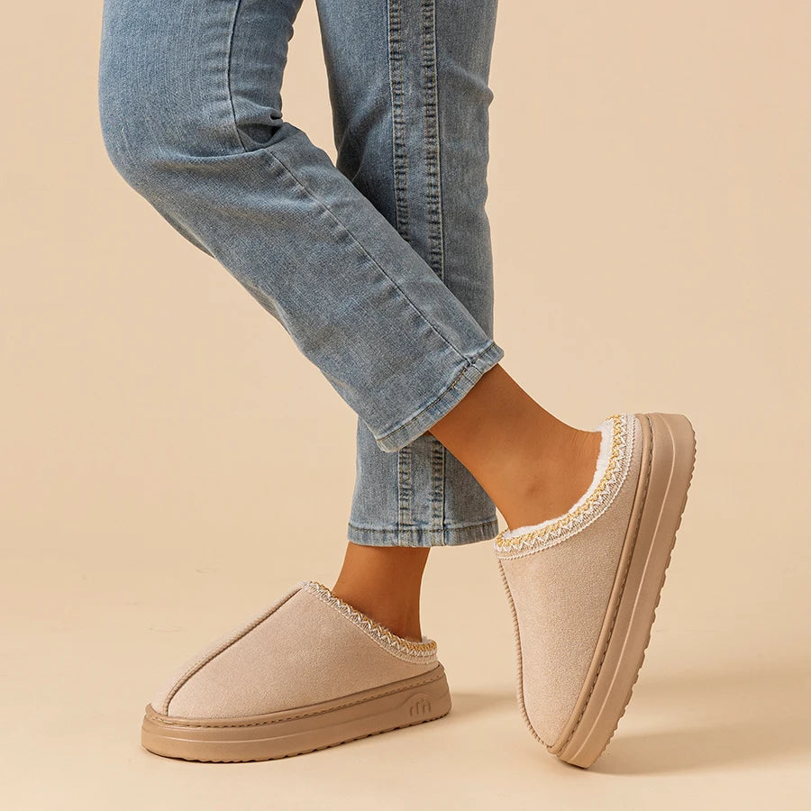 Pantoufles d'hiver confortables et chaudes pour femme, style décontracté, à semelle souple et antidérapante