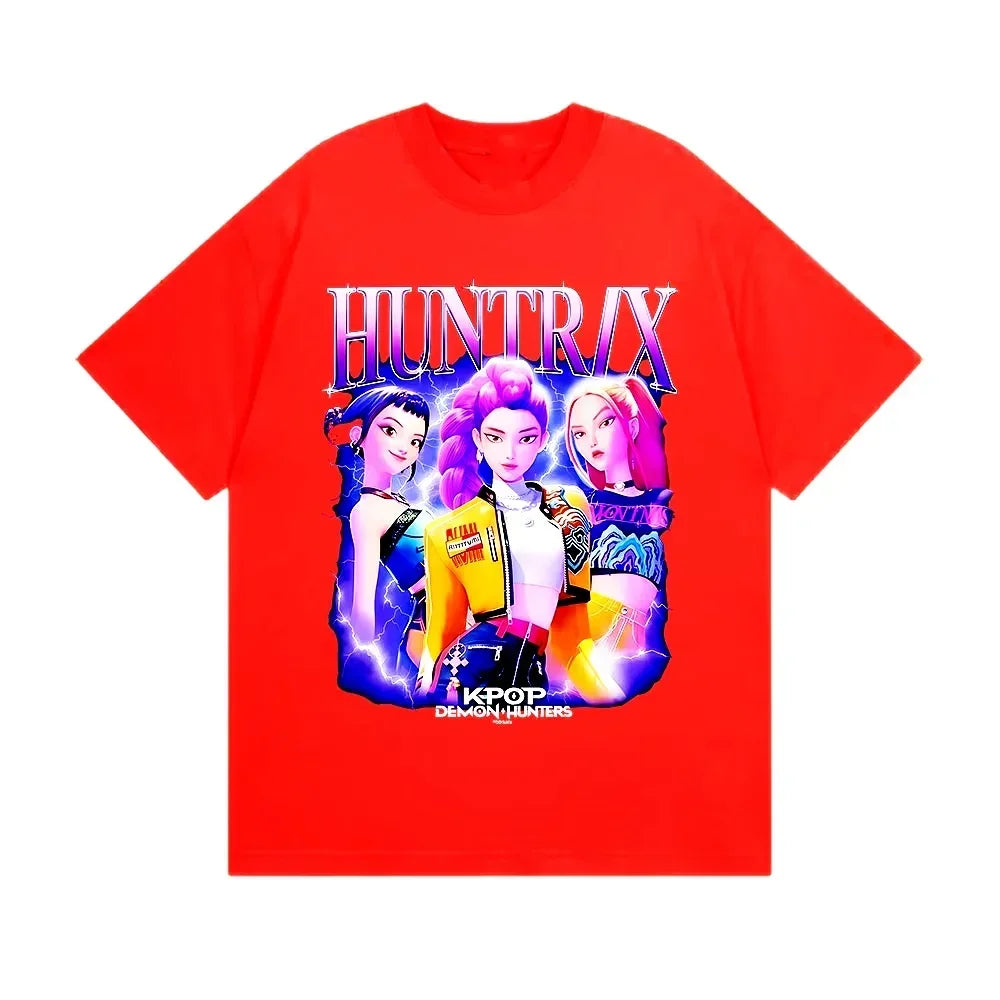 T-shirt enfant tendance et décontracté, imprimé cool, style Kpop Huntrix Devil Hunter, collection été 2026. Idée cadeau d'été
