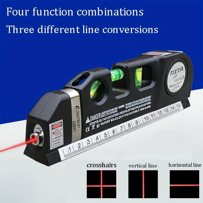 HOMEFISH outil de niveau Laser facile à utiliser, Kit de niveau Laser polyvalent, ligne transversale Standard, règle de ruban à mesurer de 8 pieds