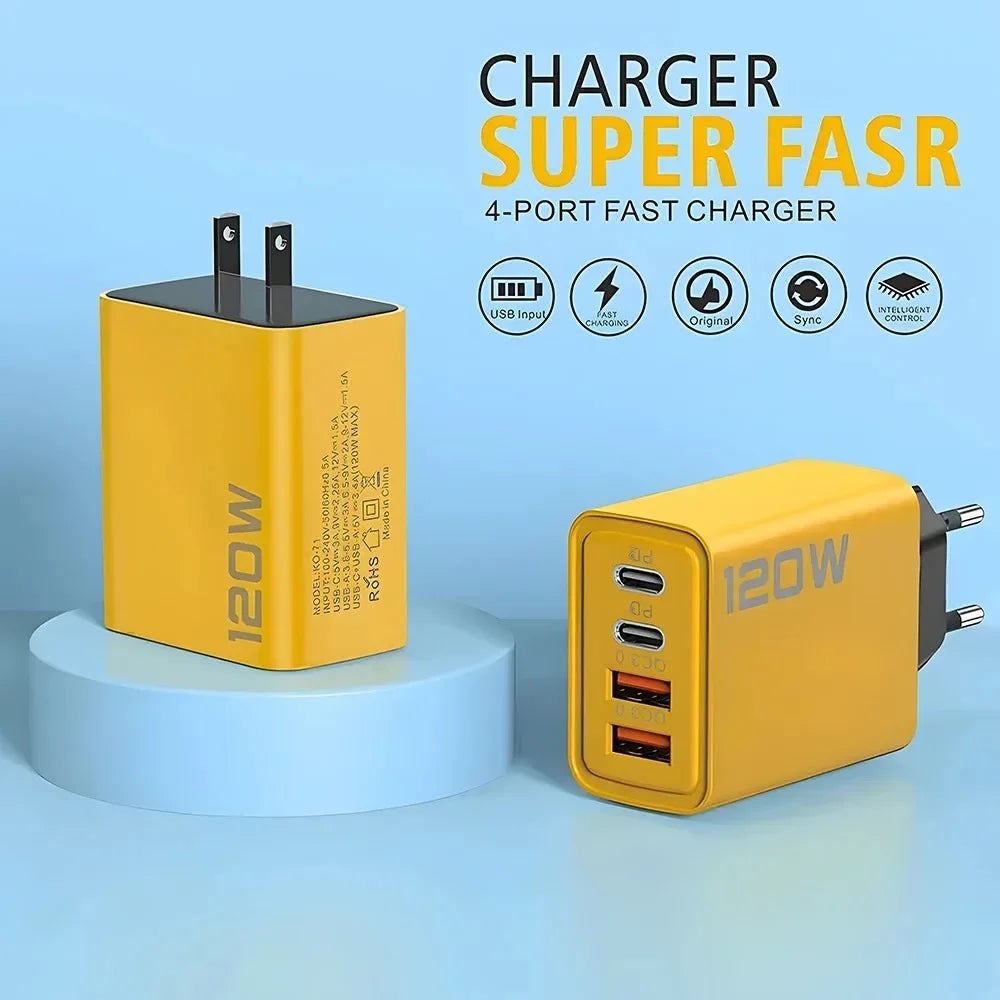 2 USB 2 Type Multi Port Wall Charger USB PD Adapter For Xiaomi iPhone 13 12 for Samsung Mobile Phone Plug Charging