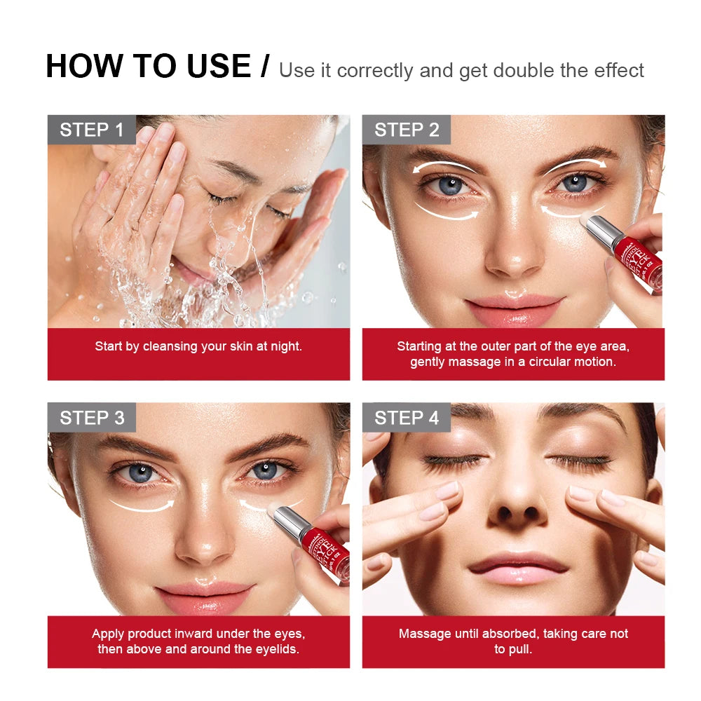 Crème pour les yeux au rétinol éclaircissant les cercles sombres raffermissant la peau, sérum réparateur instantané pour les yeux en bâton pour femmes