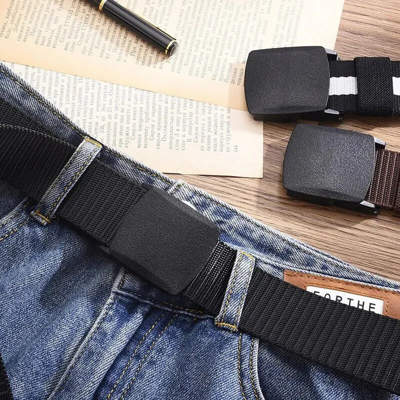 Ceinture pour hommes en plein air décontracté toile ceinture métal gratuit formation Nylon ceinture tactique avec pantalon jean ceinture sport ceintures pour hommes femmes