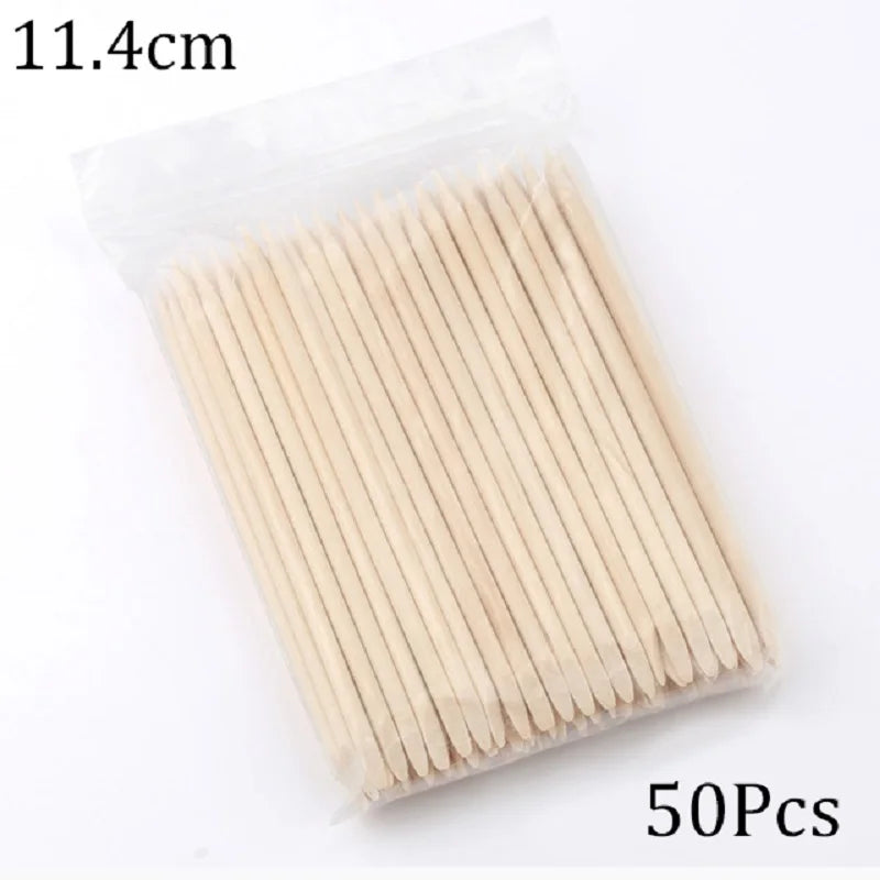 100/50 pièces Bâtonnets en bois d'oranger pour nail art, repousse-cuticules, dissolvant de strass et de points, outils de manucure et pédicure