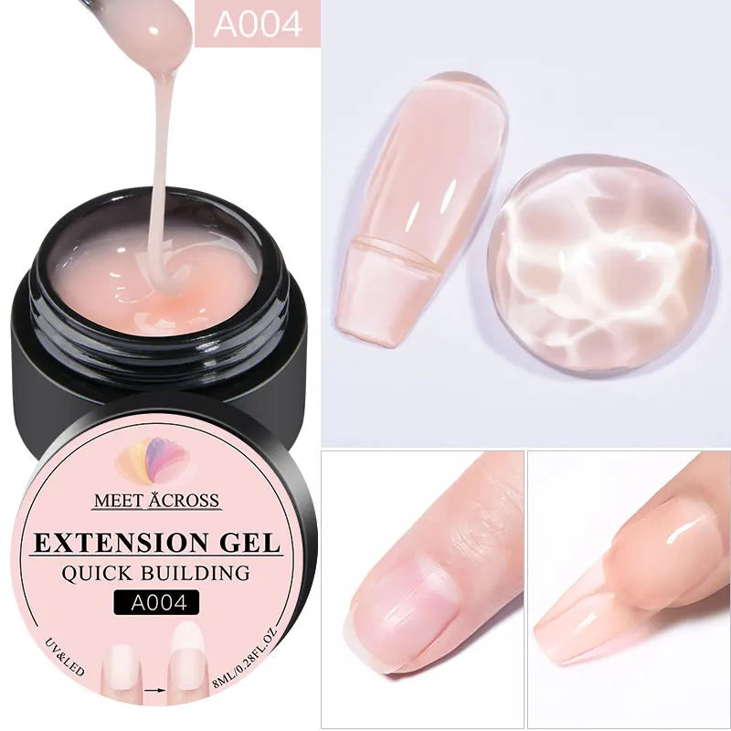 MEET ACROSS 8ML Gel Ongles Extension Rapide Vernis Nude Blanc Lait Vernis Gel UV Semi-Permanent pour Manucure et Outils