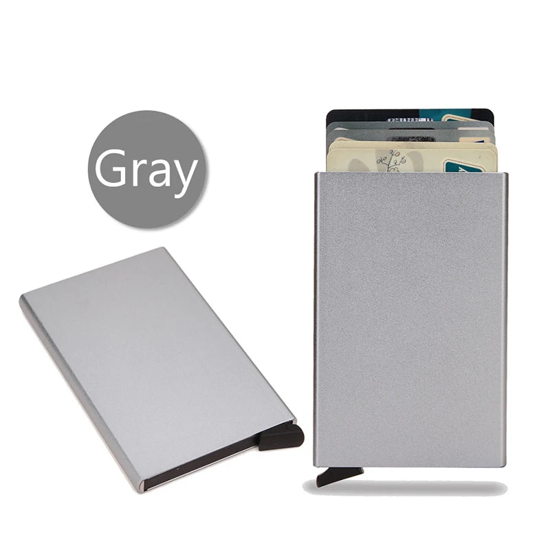 Portefeuille intelligent RFID avec porte-cartes, en métal fin et mince, pour hommes et femmes, portefeuille minimaliste à ouverture par clapet, petit porte-monnaie noir style valet