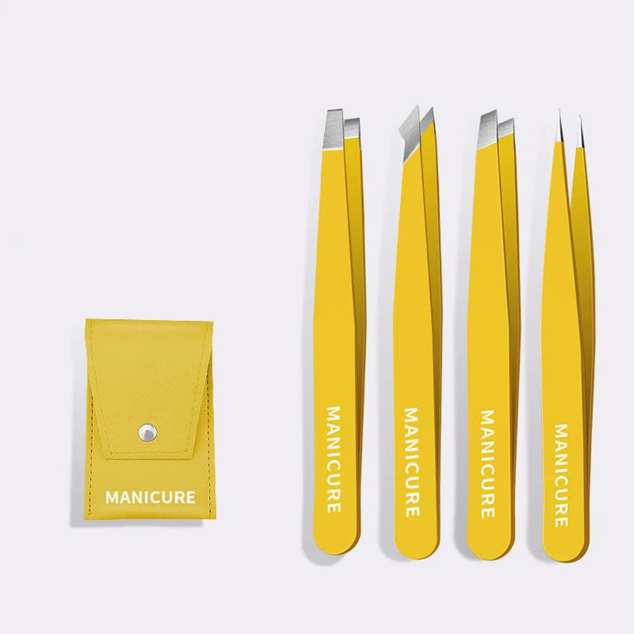 Ensemble de pinces à sourcils Ouriner 4 pièces pinces à sourcils en acier inoxydable ensemble d'outils de beauté professionnels pour la croissance des poils du visage vers l'intérieur