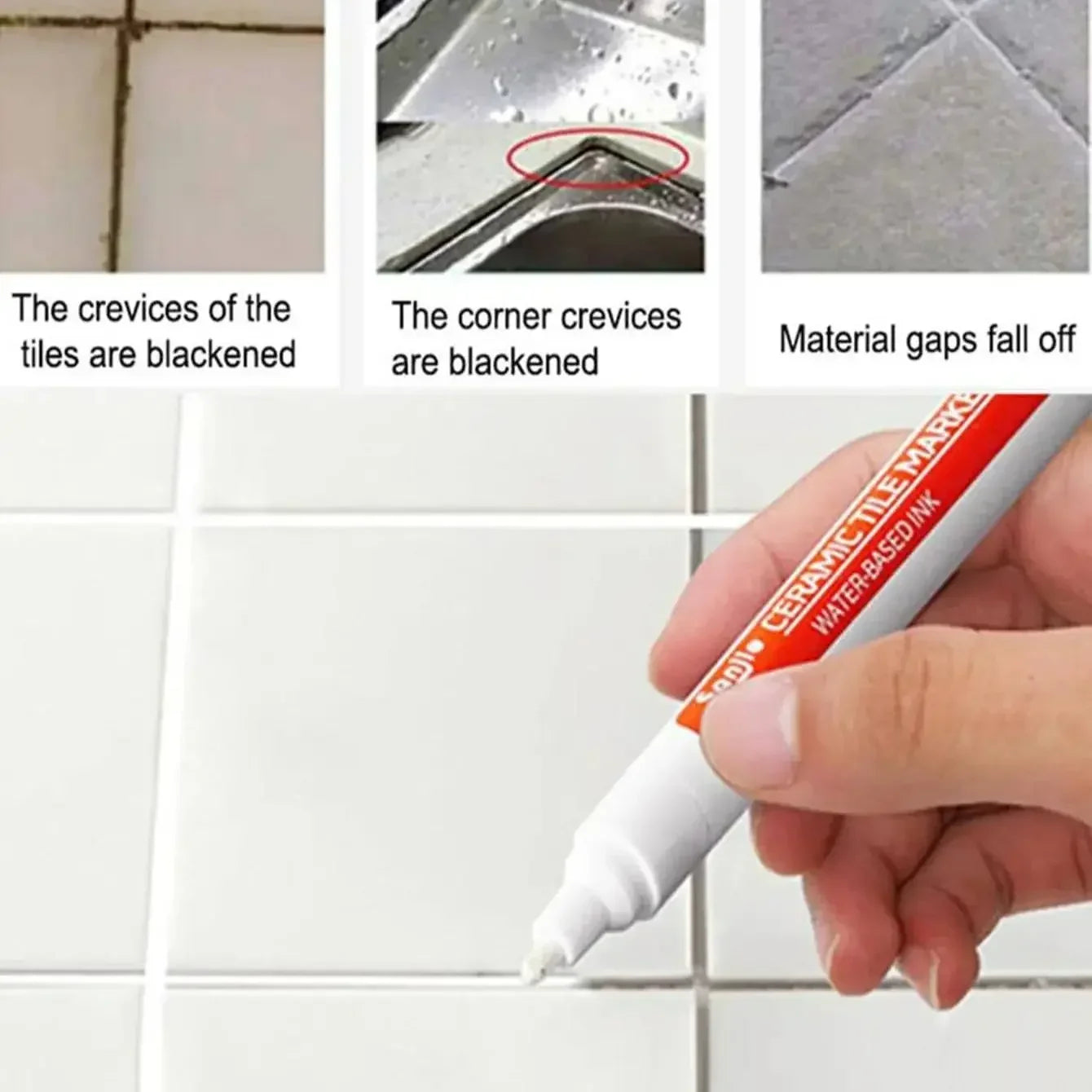 1/3 Pcs Waterproof White Marker Pen Wall Seam Repair Tiles Grout Markers Pens Floor Bathroom Decontamination Paint Brush Tools