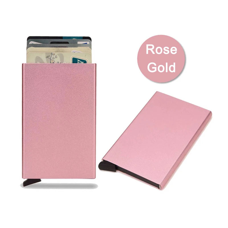 Portefeuille intelligent RFID avec porte-cartes, en métal fin et mince, pour hommes et femmes, portefeuille minimaliste à ouverture par clapet, petit porte-monnaie noir style valet