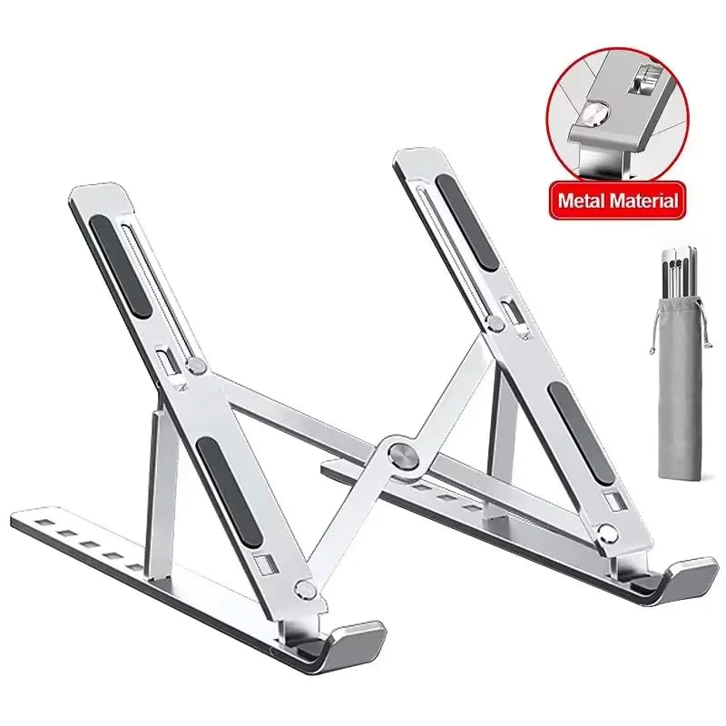 Support pliable en aluminium pour ordinateur portable, réglable et portable, compatible avec MacBook Air et Pro, et accessoires de refroidissement