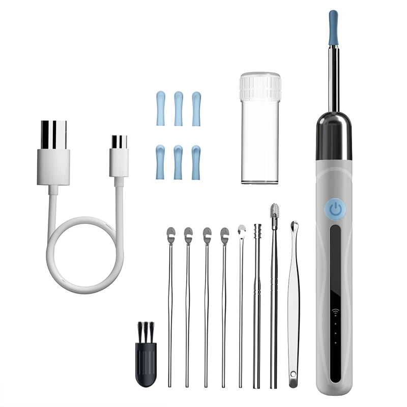 Endoscope WiFi 4.2mm 1080P, caméra de sélection d'oreille avec Base de cuillère d'oreille pour iOS/Android, Otoscope de nettoyage d'oreille avec outil d'élimination du cérumen