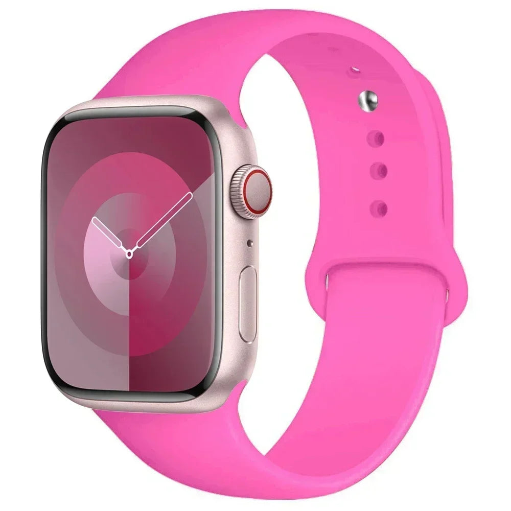 Bracelet en Silicone pour Apple Watch, 44mm 45mm 40mm 41mm 42-46mm, bracelet de sport iwatch série 8 7 6 5 4 9 10 11 SE-Ultra 2/3 49mm