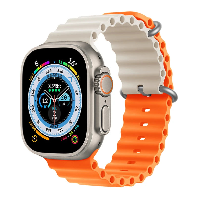 Bracelet océan en Silicone pour bracelets de montre Apple 45mm 46mm 40mm Ultra 2 49mm 44mm 41mm 38-42mm bracelet de sport série 10 9 8 7 6 5 4 SE