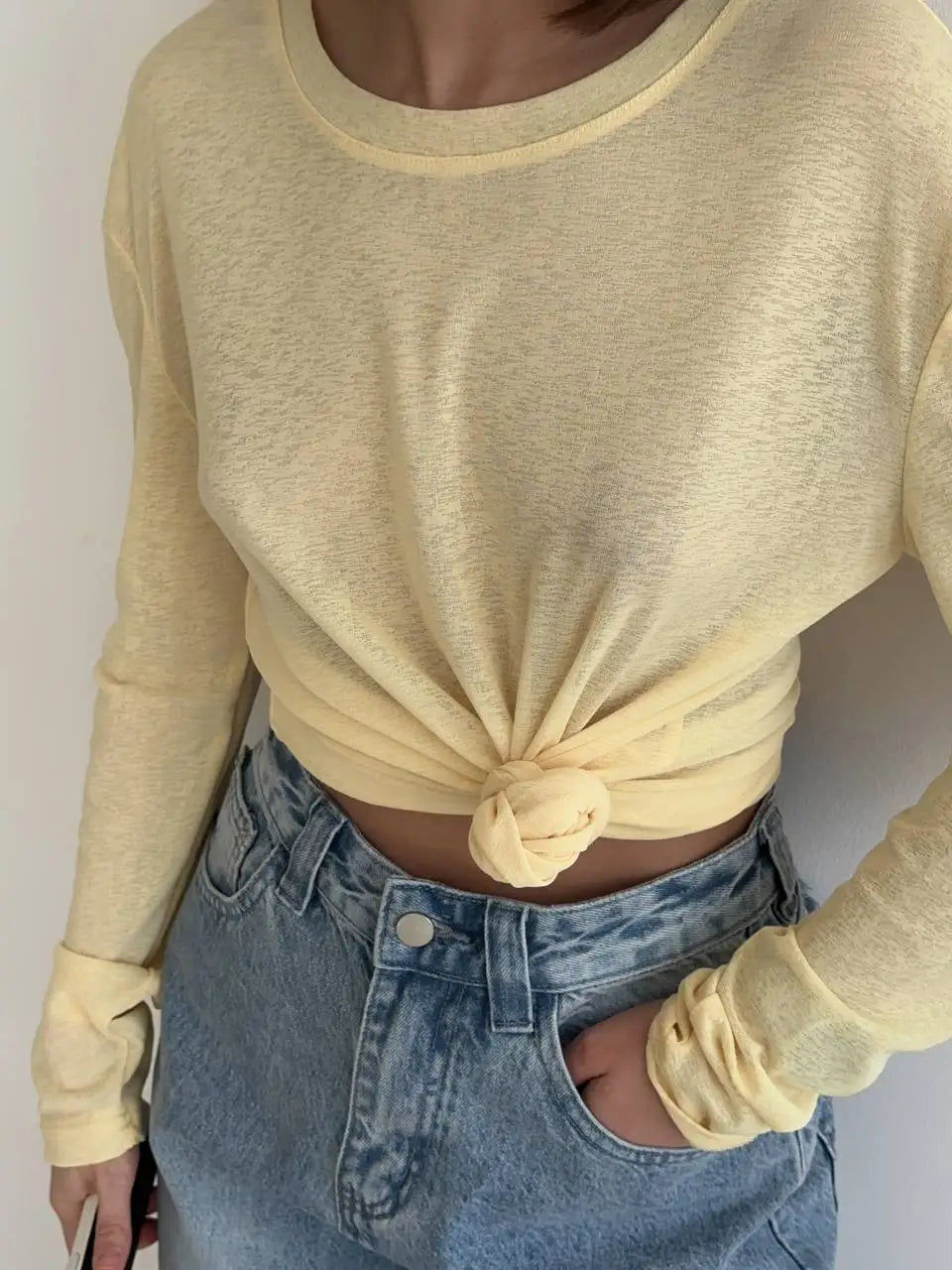 Hirsionsan 2025 basique doux t-shirts femmes été automne manches longues bas ample t-shirts dames décontracté tricoté doux femme hauts