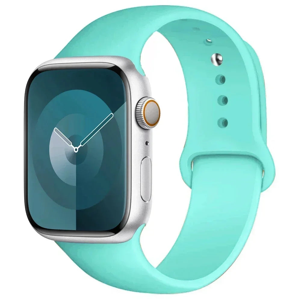 Bracelet en Silicone pour Apple Watch, 44mm 45mm 40mm 41mm 42-46mm, bracelet de sport iwatch série 8 7 6 5 4 9 10 11 SE-Ultra 2/3 49mm