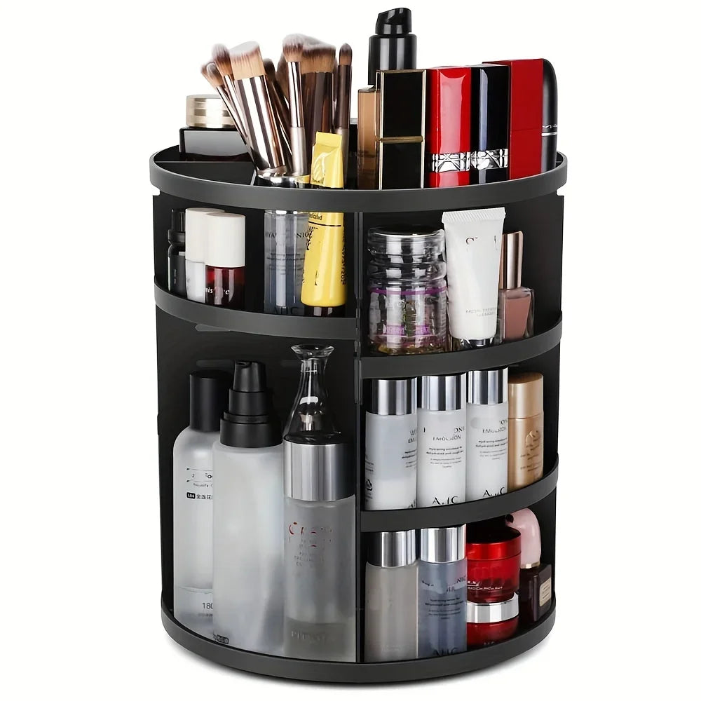 Clear Makeup Organizer with 360° Rotation - Spinning Countertop Holder Shelf, Bathroom/Cosmetics Storage Essential