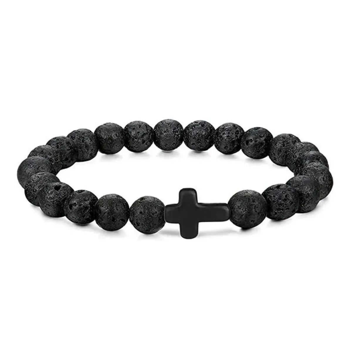 Prière hommes pierre naturelle perles de bois chapelet hématite croix Bracelets Onyx méditation Bracelet femmes Yoga bijoux Homme Pulsera