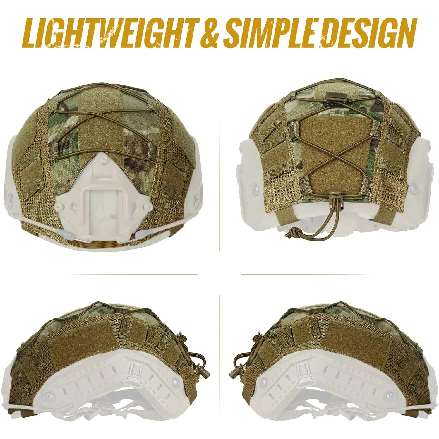 BOOIU Tactical Helmet Cover for Fast Helmet Multi-Camo Helmet Cover   Military Paintball Hunting Shooting Gear - Without Helmet