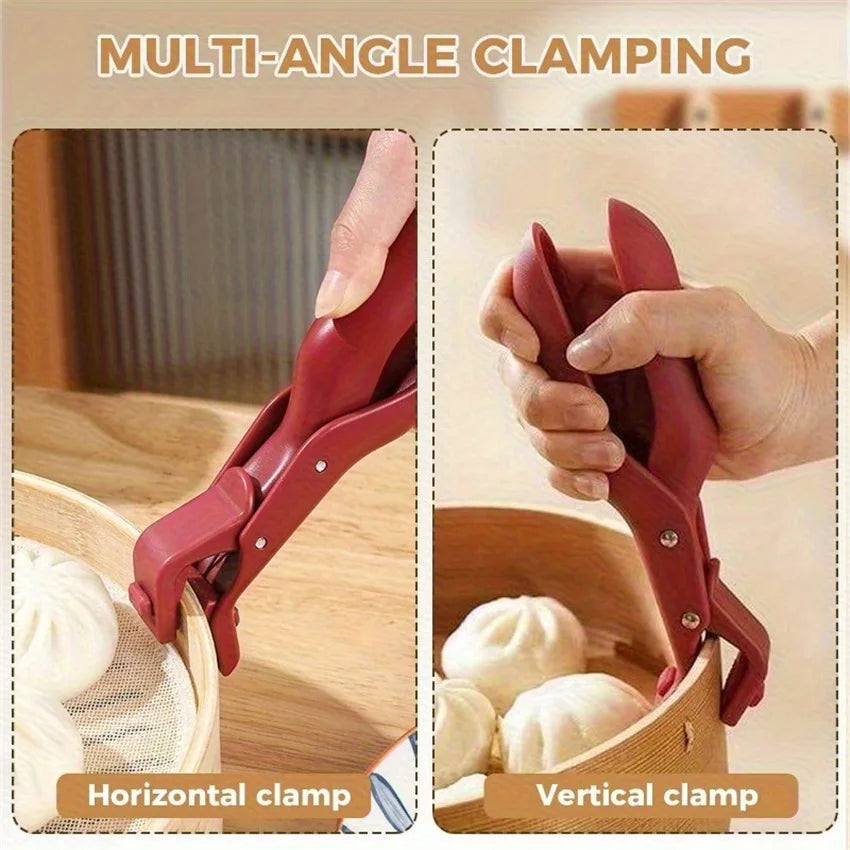 Pince à bol anti-brûlure pour usage domestique, support de plaque en silicone antidérapant, pince à bol, pince à vaisselle, plaque de cuisson de cuisine et pince à vapeur