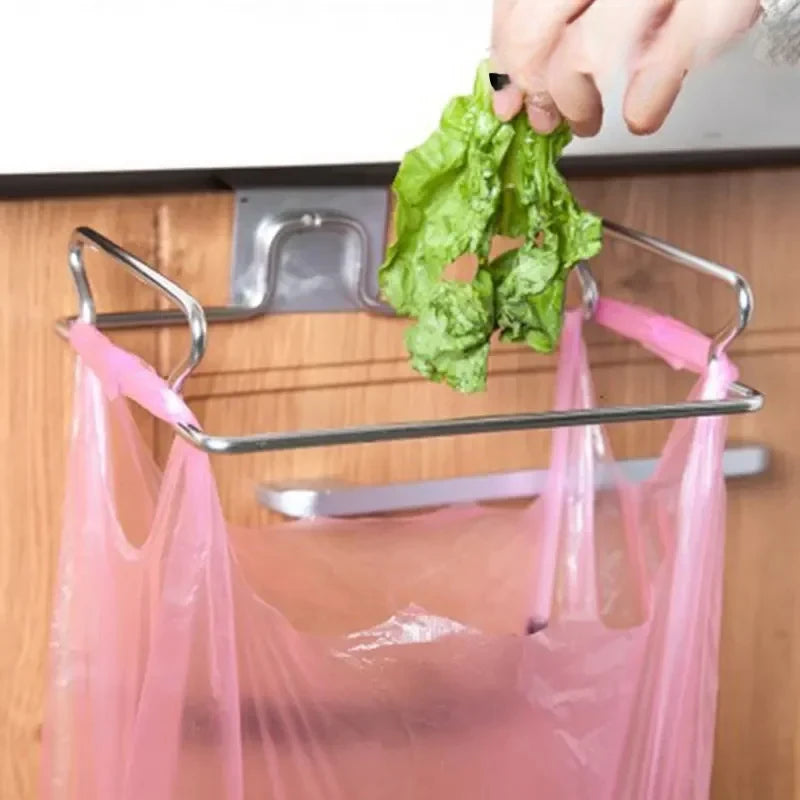 Porte-poubelle de cuisine en acier inoxydable avec support de suspension, support pour sacs poubelle, accessoires de cuisine