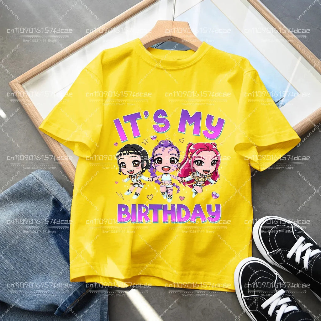 T-shirt Fun Huntrix Kpop Demon Hunters 2026 pour garçons et filles fans, cadeau d'été, col rond, manches courtes, t-shirt tendance pour enfants