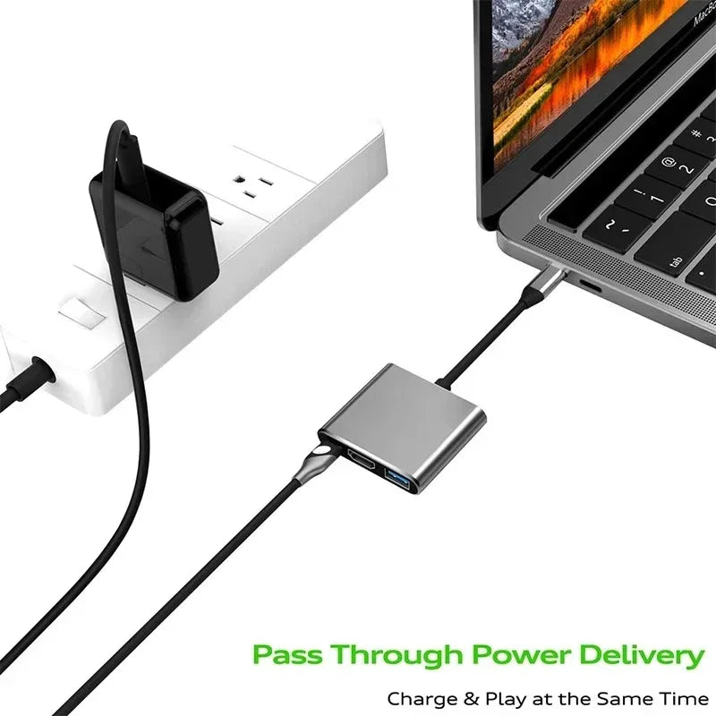 Station d'accueil hub USB + Type C 8 en 2 avec adaptateur audio jack 3,5 mm, lecteur de carte micro SD, convertisseur de disque pour ordinateur portable, tablette et téléphone.
