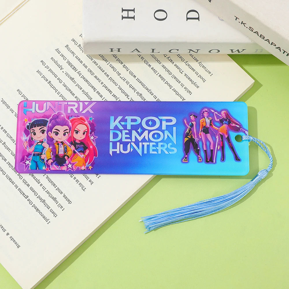 Marque-pages acryliques Kpop Demon Hunters - Accessoire de livre - Fournitures de lecture - Cadeau pour enseignants - Accessoires Kpop Demon Hunter - Papeterie mignonne