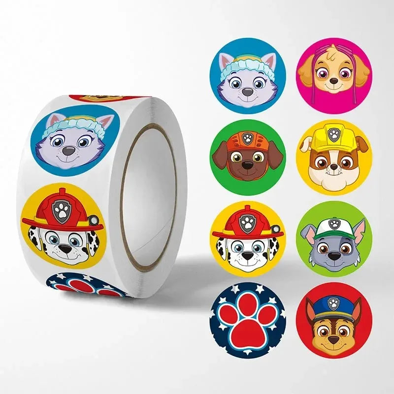 Autocollants de dessin animé Paw Patrol pour enfants, 500 pièces, fournitures de papeterie mignonnes pour enfants, fournitures scolaires pour enseignants, autocollants de récompense, jouets cadeaux, nouvelle collection