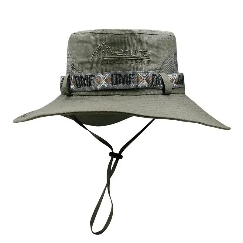 Chapeau bob d'été pour homme, protection UV, large bord, style Panama, idéal pour safari, chasse et randonnée, chapeau de pêcheur en maille, casquette de plage avec protection solaire
