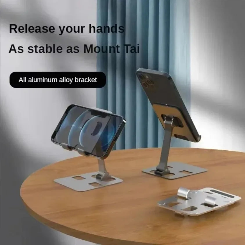 Support de bureau pliable universel Muzisn pour téléphone et tablette, compatible iPhone 12, 13, 14, 15 et 16 pouces, avec support en métal.