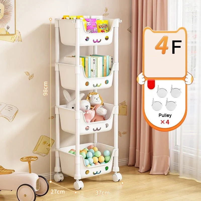 Chariot de rangement pour jouets Étagères et étagères de rangement pour jouets d'enfants Bibliothèque pivotante Chariot mobile pour la maison