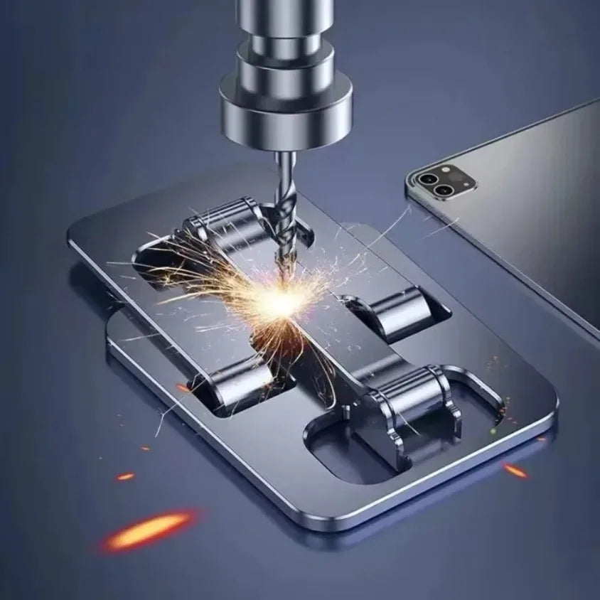 Support de bureau pliable universel Muzisn pour téléphone et tablette, compatible iPhone 12, 13, 14, 15 et 16 pouces, avec support en métal.