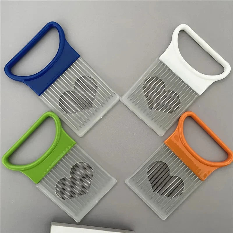 Support de coupe d'oignon en acier inoxydable, trancheur d'aliments, Assistant de coupe d'oignon de tomate, fourchette de coupe de légumes, Gadgets de cuisine