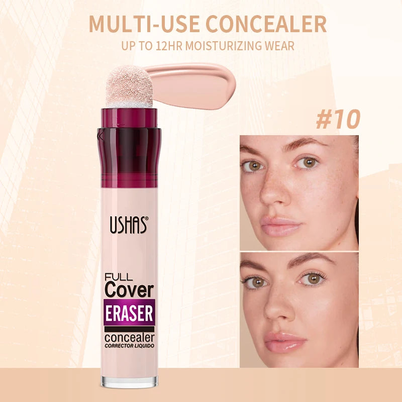 New Sponge Head Concealer for Dark Circles Freckles Acne Pigmentation and Blemishes Long Lasting Moisturizing Liquid Foundation