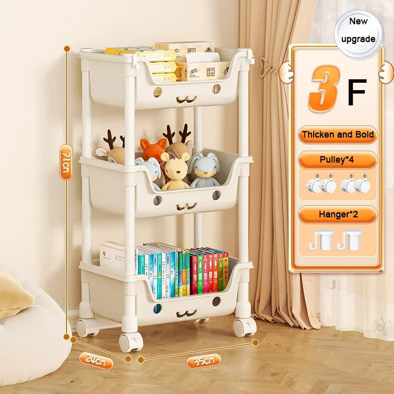 Chariot de rangement pour jouets Étagères et étagères de rangement pour jouets d'enfants Bibliothèque pivotante Chariot mobile pour la maison