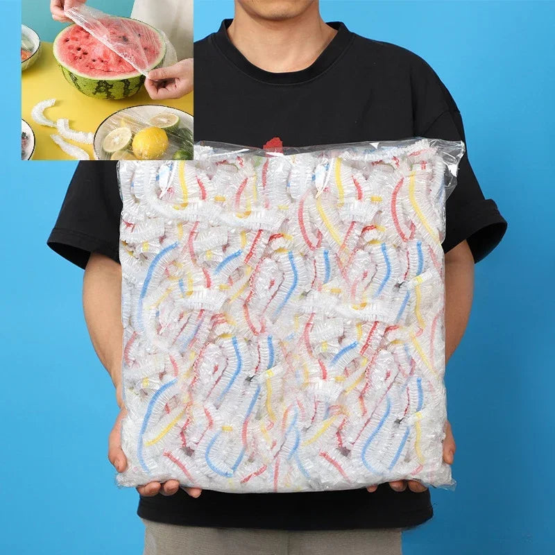 Couvercle alimentaire jetable coloré, couvercle anti-poussière de qualité alimentaire, film plastique élastique, bonnet de douche, couvercle pour aliments aux fruits, sac de conservation frais