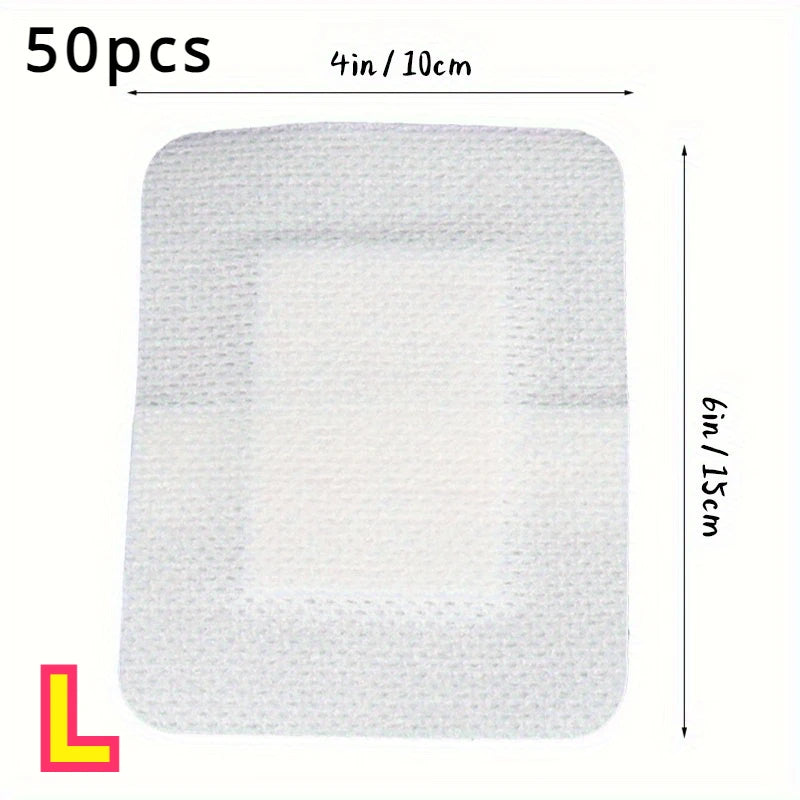 50 pansements adhésifs médicaux hypoallergéniques non tissés de grande taille (6 x 7 cm) pour plaies importantes et premiers soins